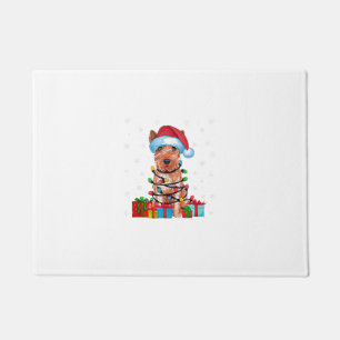 Xmas Lights Santa Soft Coated Wheaten Terrier Dog Doormat