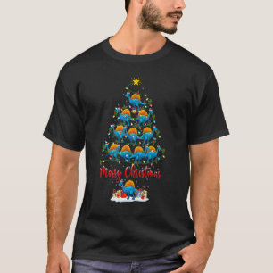 Xmas Lights  Santa Spinosaurus Dinosaur Christmas  T-Shirt