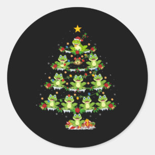 Xmas Lights Santa Tree Frog Christmas Tree Premium Classic Round Sticker