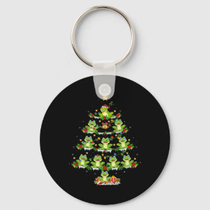 Xmas Lights Santa Tree Frog Christmas Tree Premium Keychain