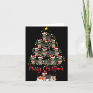 Xmas Lights Santa Yorkshire Terrier Dog Christmas  Card
