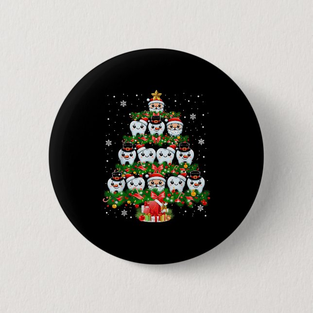 Xmas Lights Teeth Doctor Dentist Tooth Teeth Chris 2 Inch Round Button (Front)