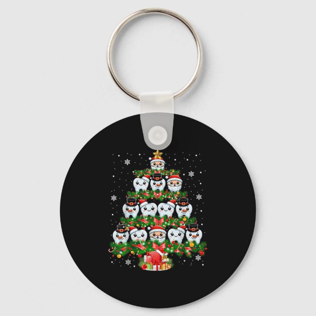 Xmas Lights Teeth Doctor Dentist Tooth Teeth Chris Keychain (Front)