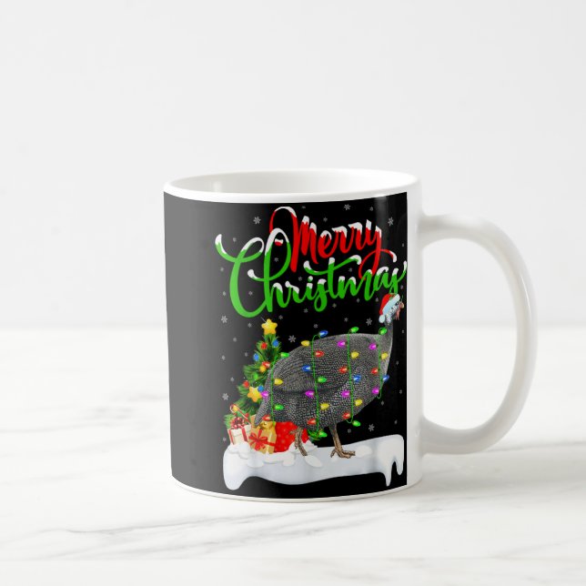 Xmas Lights Tree Santa Guinea Fowl Bird Merry Chri Coffee Mug (Right)