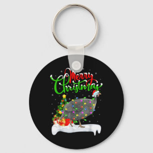 Xmas Lights Tree Santa Guinea Fowl Bird Merry Chri Keychain