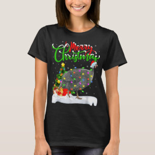 Xmas Lights Tree Santa Guinea Fowl Bird Merry Chri T-Shirt