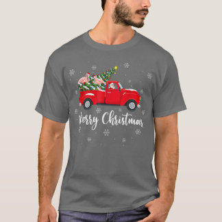 Xmas Lights Tree Santa Ride Flamingo Red Truck Chr T-Shirt