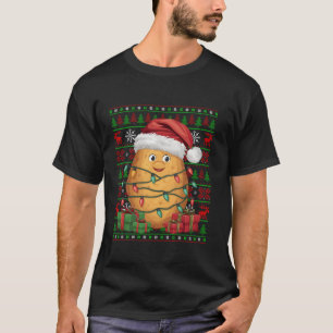 Xmas Lights Ugly Santa Hat Funny Vegetable Potato T-Shirt