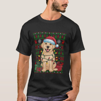 Xmas Lights Ugly Santa Hat Labrador Retriever Dog  T-Shirt