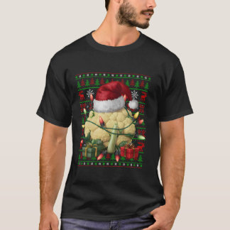 Xmas Lights Ugly Santa Hat Vegetable Cauliflower C T-Shirt