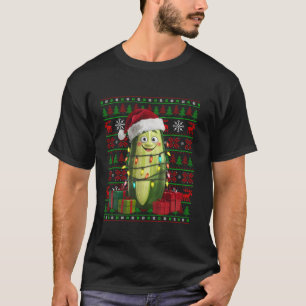 Xmas Lights Ugly Santa Hat Vegetable Cucumber Chri T-Shirt