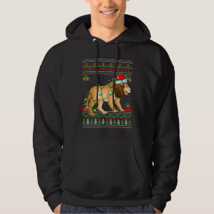 Xmas Lights Ugly Sweater Style Santa Mountain Lion