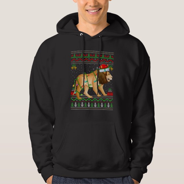 Xmas Lights Ugly Sweater Style Santa Mountain Lion (Front)