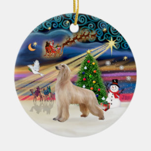 Xmas Magic - Afghan Hound (fawn) Ceramic Ornament