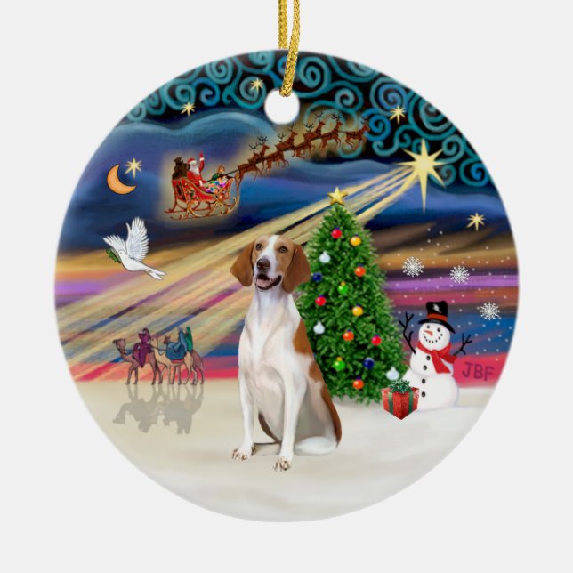 Xmas Magic - American Foxhound Ceramic Ornament (Front)