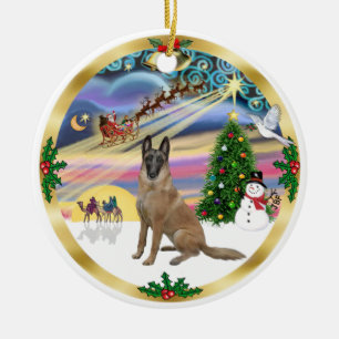 Xmas Magic-Belgian Malinois1r Ceramic Ornament