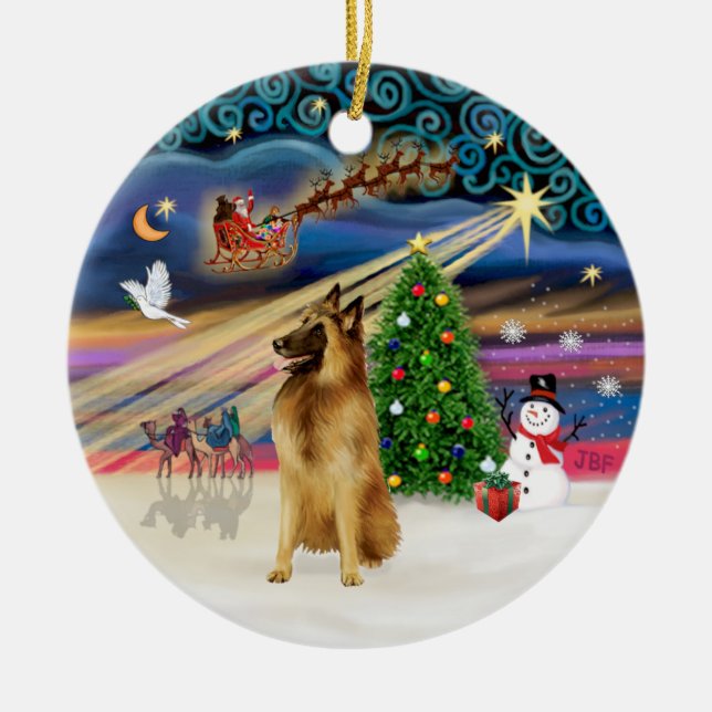 Xmas Magic - Belgian Tervuren Ceramic Ornament (Front)