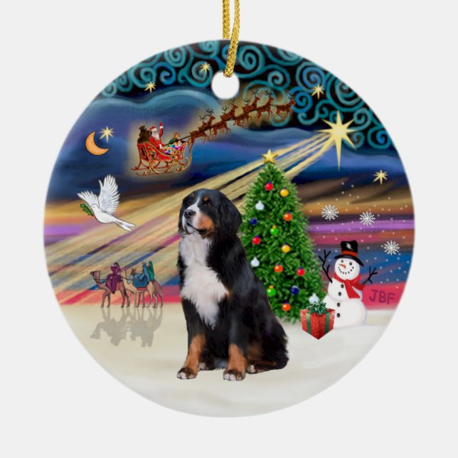 Xmas Magic - Bernese Mountain Dog 2 Ceramic Ornament (Front)