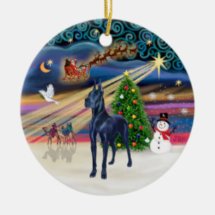 Xmas Magic - Blue Great Dane Ceramic Ornament