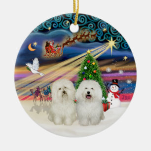 Xmas Magic - Bolognese (two) Ceramic Ornament