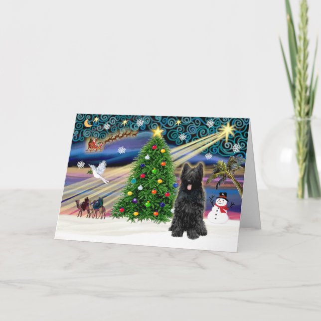 Xmas Magic-Briard-Blk Holiday Card (Front)