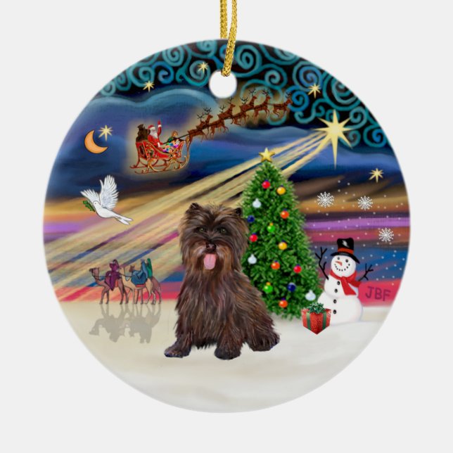 Xmas Magic - Brindle Cairn Terrier #18 Ceramic Ornament (Front)