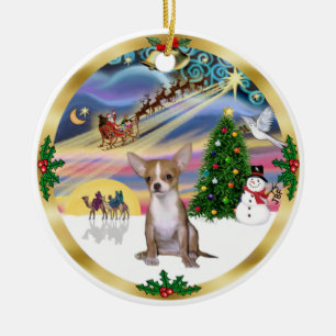 Xmas Magic - Chihuahua1 Ceramic Ornament