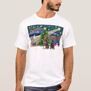 Xmas Magic-Doberman Pair T-Shirt