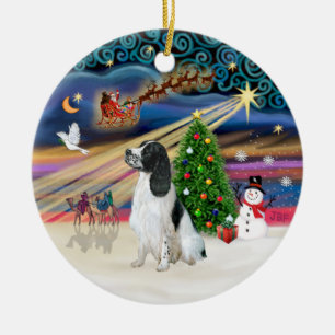 Xmas Magic - English Springer 7 (BW) Ceramic Ornament
