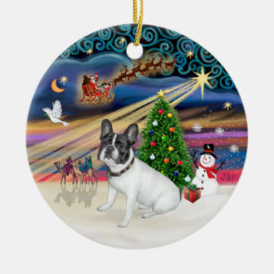 Xmas Magic - French Bulldog (white-black) Ceramic Ornament