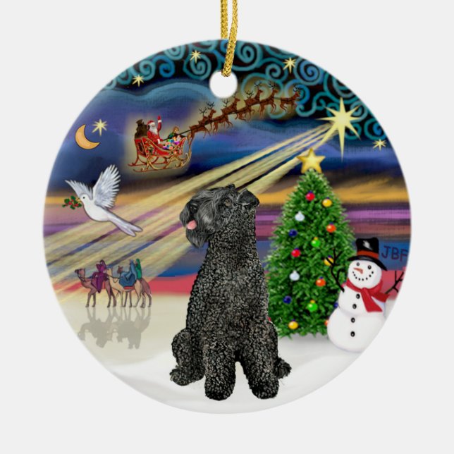 Xmas Magic - Kerry Blue Terrier Ceramic Ornament (Front)