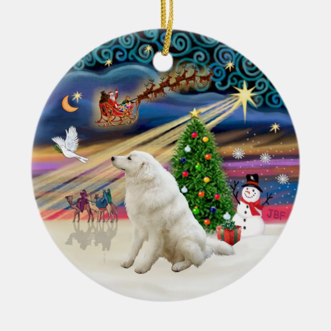 Xmas Magic - Kuvasz Ceramic Ornament (Front)