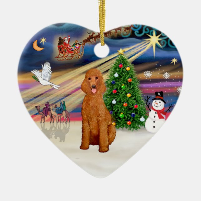 Xmas Magic - Poodle (Standard apricot) Ceramic Ornament (Front)