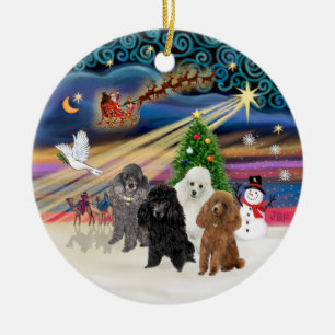 Xmas Magic - Poodles (FOUR TOY) Ceramic Ornament