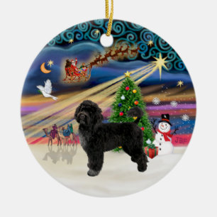 Xmas Magic - Portuguese Water Dog (R) Ceramic Ornament