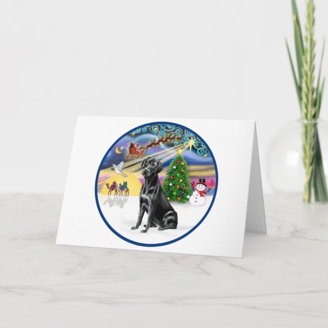 Xmas Magic (R) - Black Labrador Holiday Card (Front)