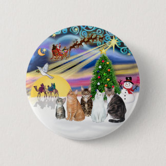 Xmas Magic (R) - Five cats (AmSH) 2 Inch Round Button