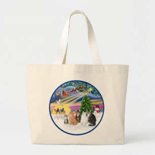 Xmas Magic (R) - Five cats (AmSH) Large Tote Bag
