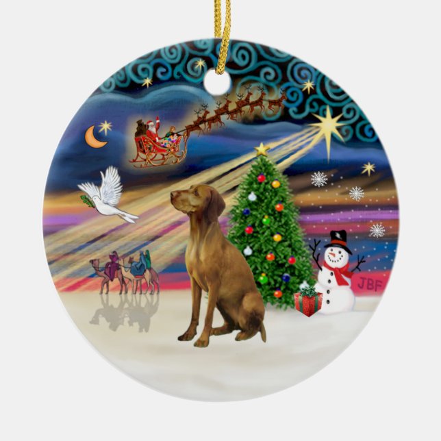 Xmas Magic - Vizsla #2 Ceramic Ornament (Front)