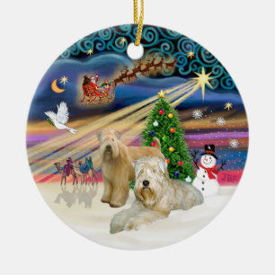 Xmas Magic - Wheaten Terriers (TWO) Ceramic Ornament