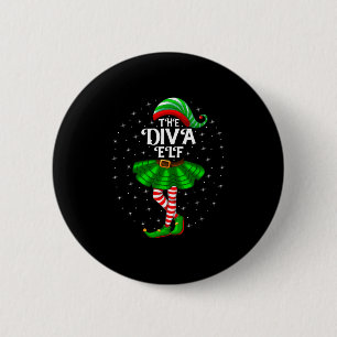 Xmas Matching Family Women Girls Mom The Diva Elf 2 Inch Round Button