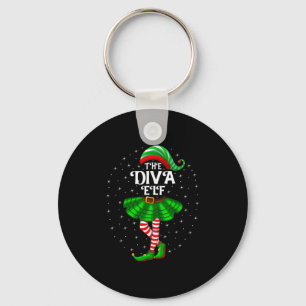 Xmas Matching Family Women Girls Mom The Diva Elf Keychain