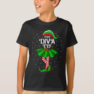 Xmas Matching Family Women Girls Mom The Diva Elf  T-Shirt