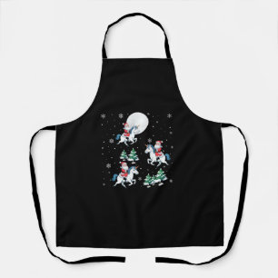 Xmas Matching Santa Riding Unicorn Christmas Long Apron
