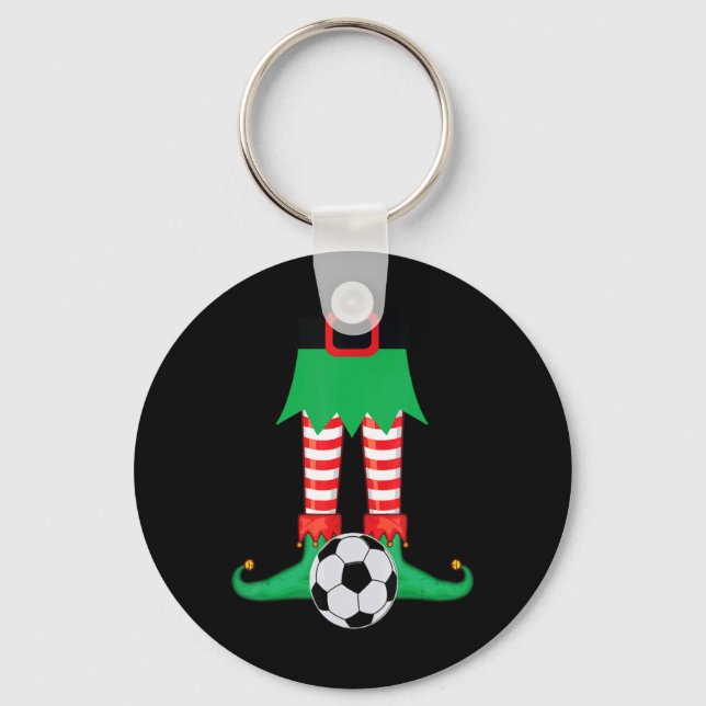Xmas Matching Soccer Elf Pajama Christmas Team S  Keychain (Front)