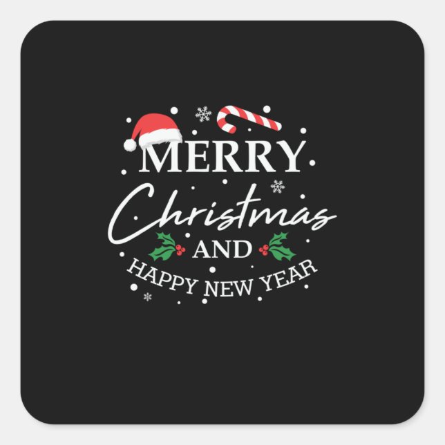 Xmas Merry Christmas And Happy New Year Square Sticker (Front)