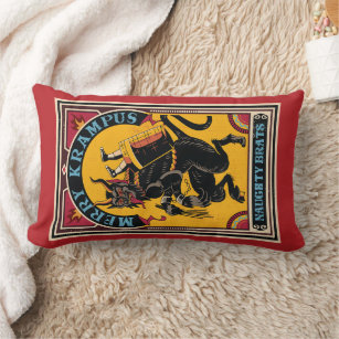 Xmas Merry Krampus Naughty Brats Circus Poster  Lumbar Pillow