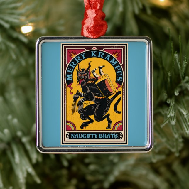 Xmas Merry Krampus Naughty Brats Circus Poster  Metal Ornament (Tree)