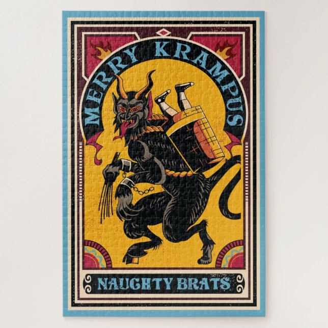 Xmas Merry Krampus Naughty Brats Circus Style Jigsaw Puzzle (Vertical)