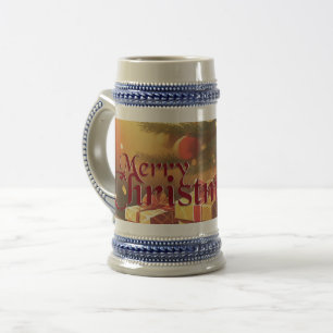 Xmas Motif, with Presents Under the Christmas Tree Beer Stein
